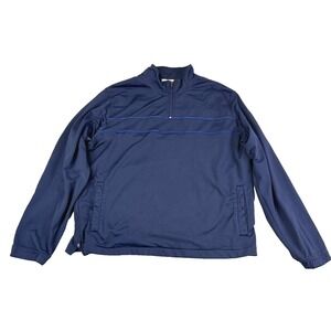 Emerge Men's XXL Blue Nylon Windbreaker Quarter Zip Pullover Jacket Athletic